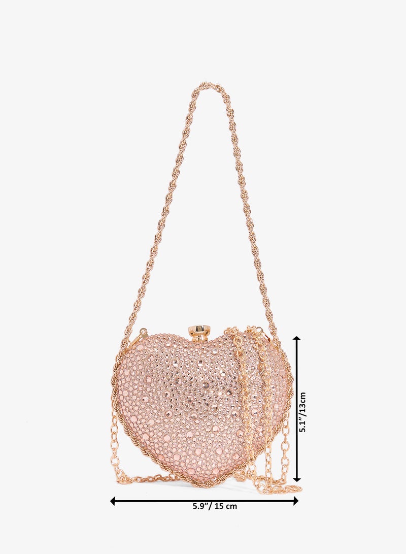 خزانة حقيبة يد نسائية مزينة بالكريستال على شكل قلب - Image 5